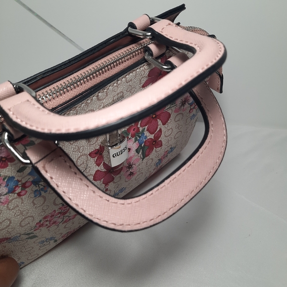 GUESS Purse Rose Multi Meera Hand Bag Flower Bag Beige Pink - Picture 9 of 14